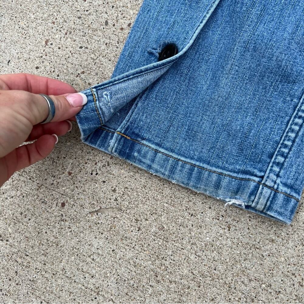 Vintage Y2K Levis low rise bareback stretch button kick pleat hem - Picture 7 of 12